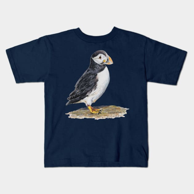 Atlantic Puffin drawing Kids T-Shirt by EmilyBickell